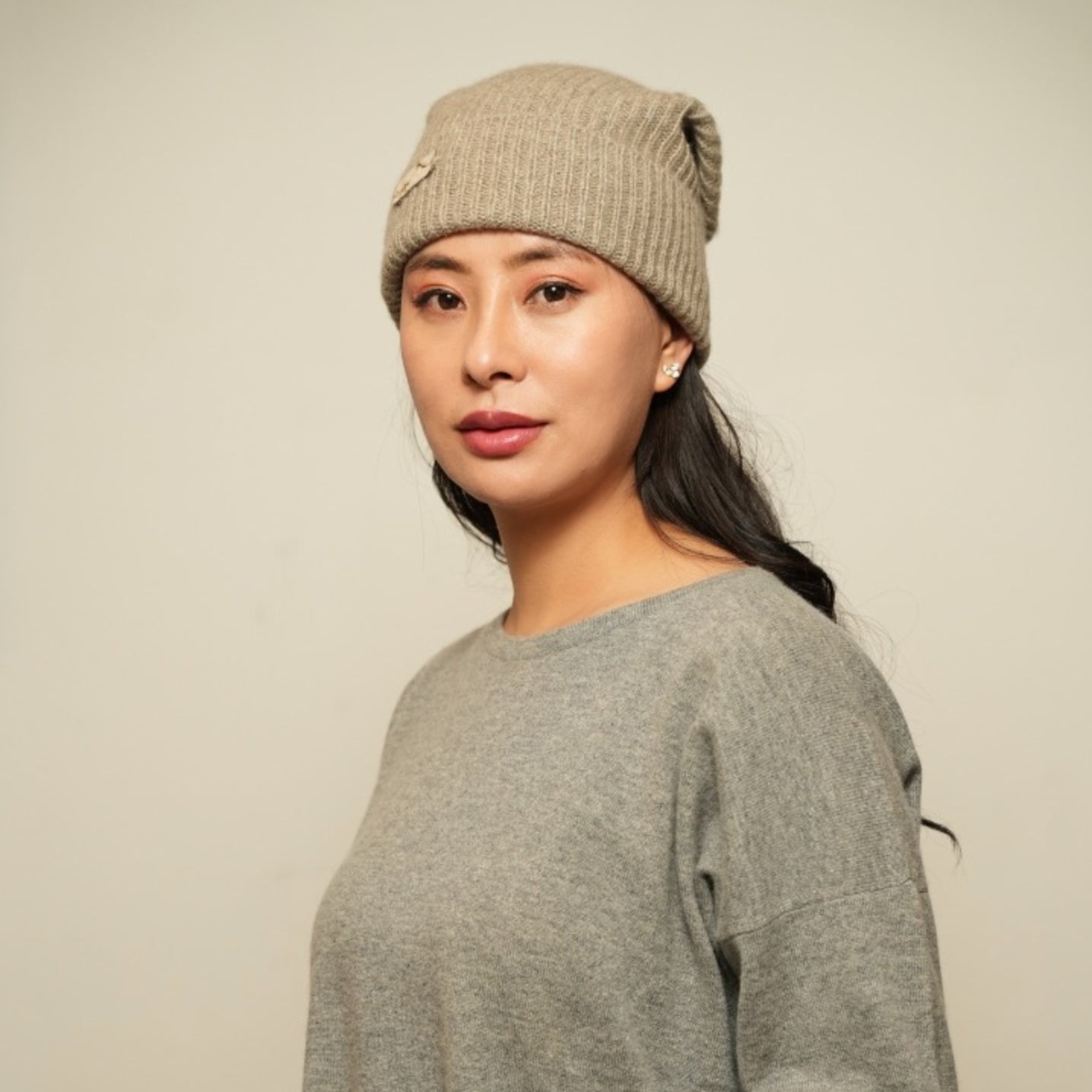 Handspun Handknit Ribbed Cashmere Beanie | Undyed