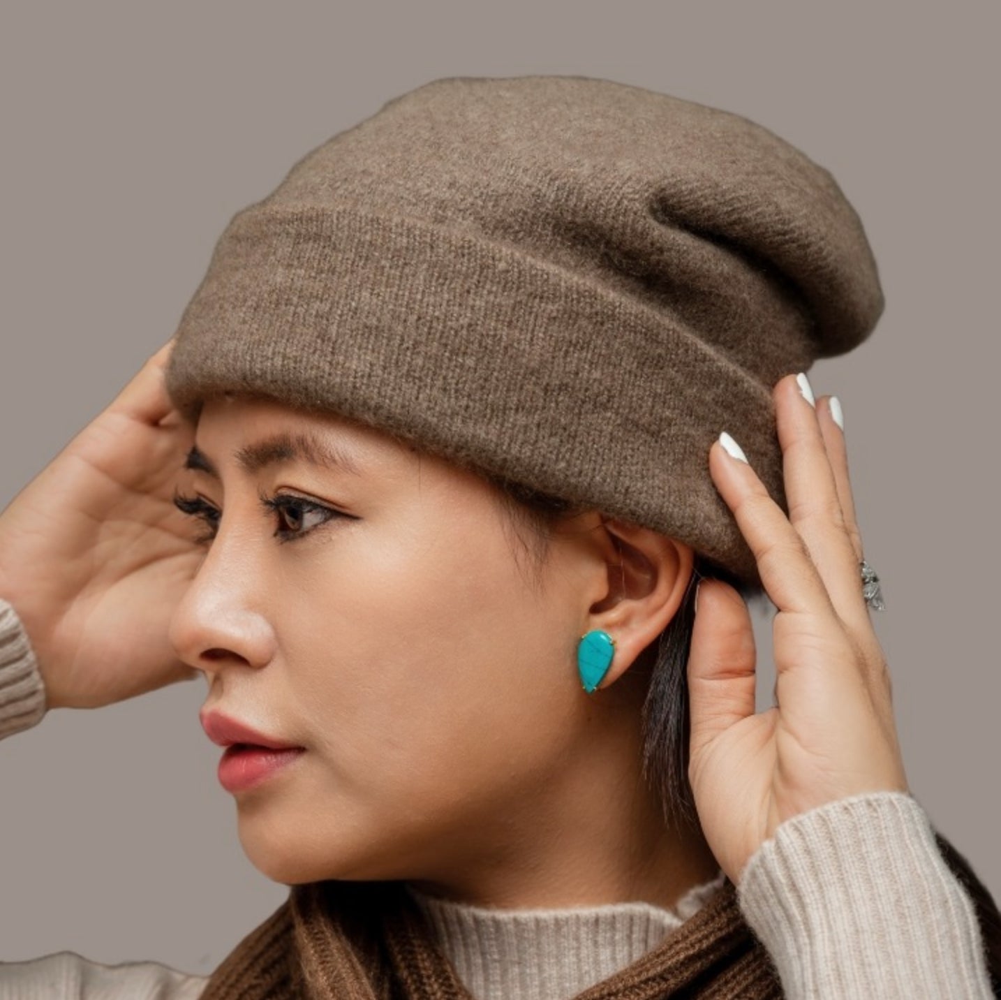 Botanically-Dyed Handspun Handknit Cashmere Beanie | Catechu