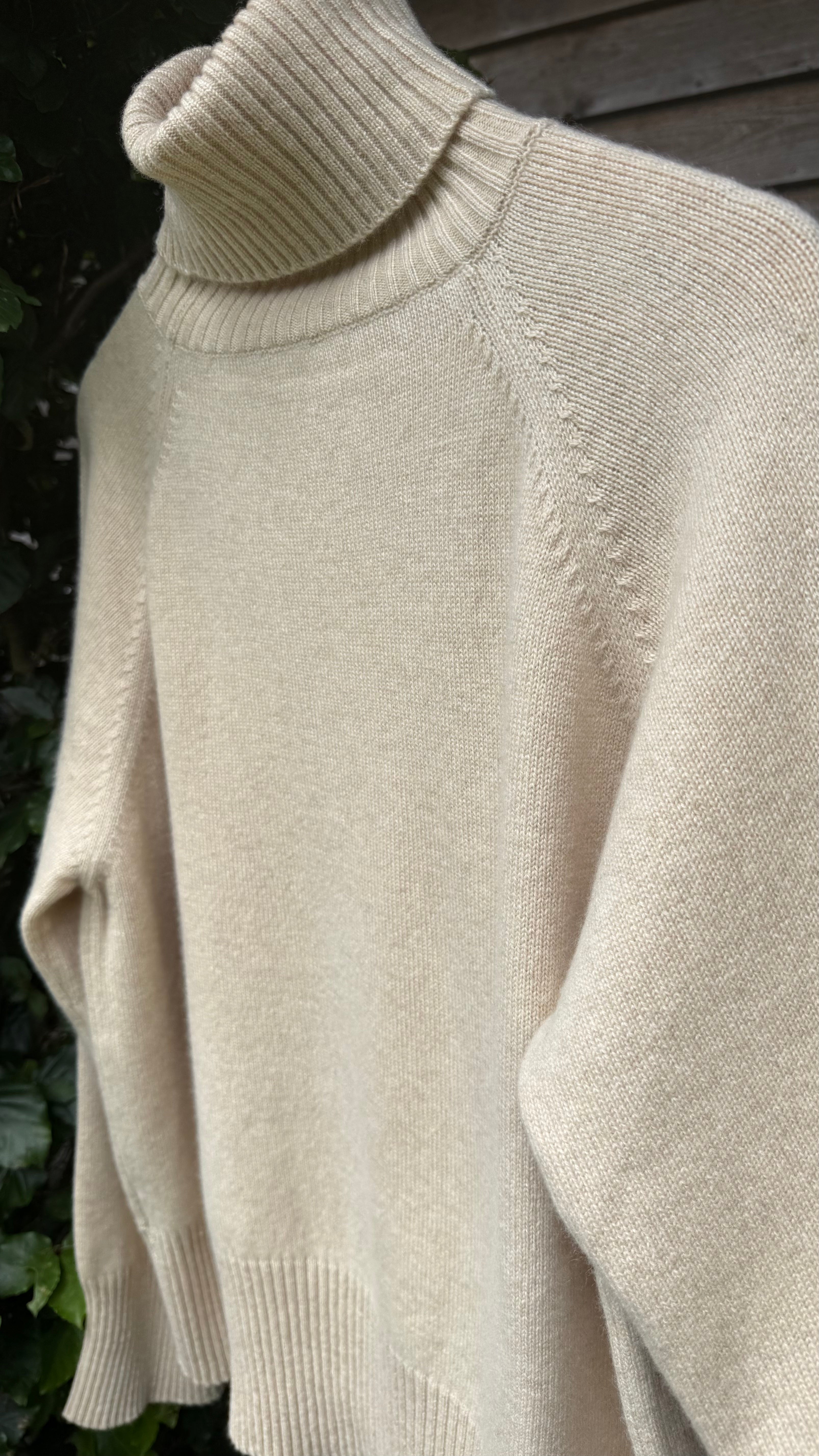 Handknit Cashmere Chunky Turtleneck Sweater | Undyed