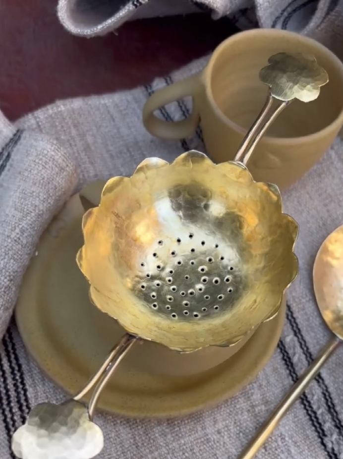 Brass Tea Strainer Set