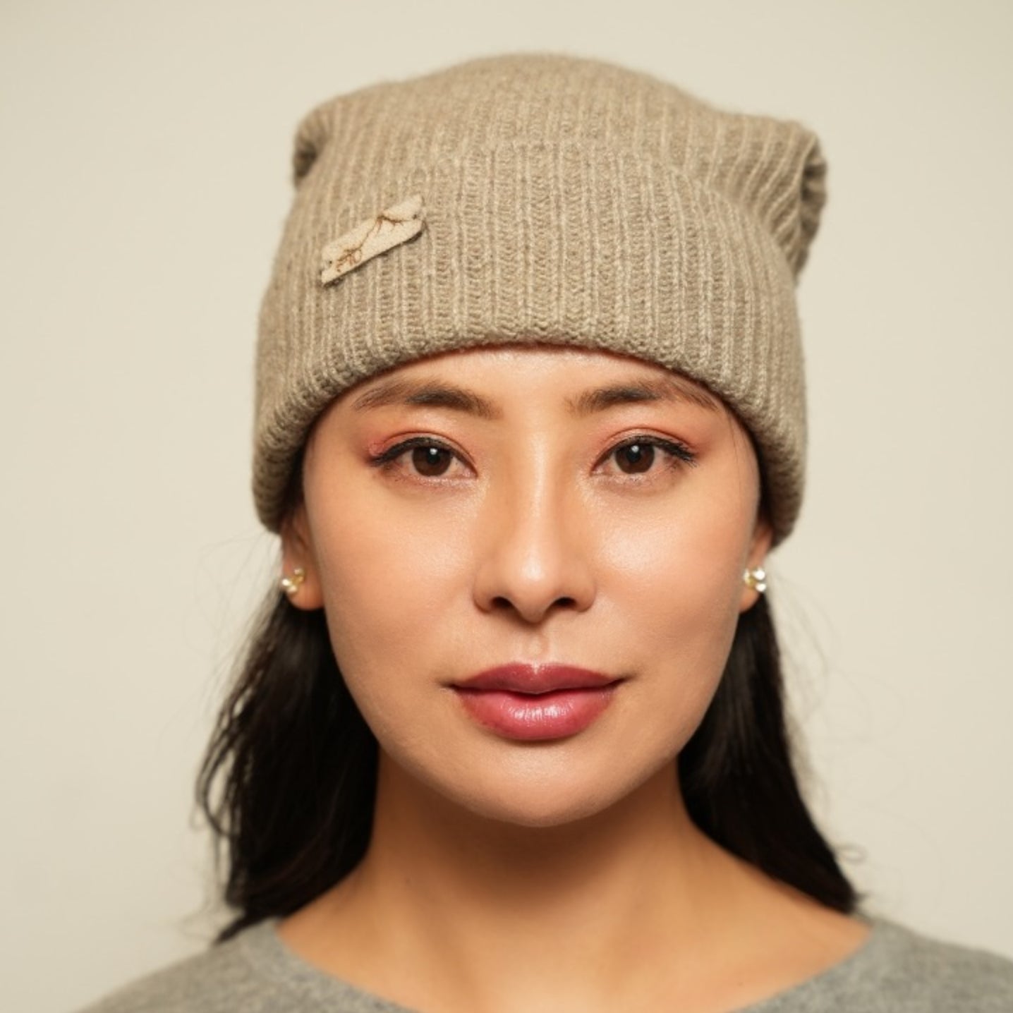 Handspun Handknit Ribbed Cashmere Beanie | Undyed