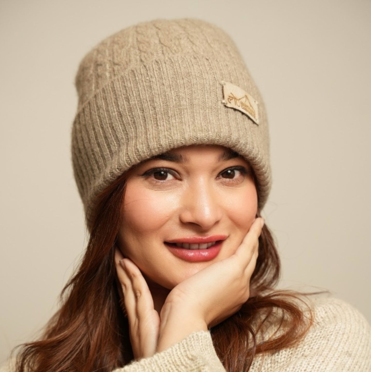 Handspun Handknit Cableknit Cashmere Beanie | Undyed