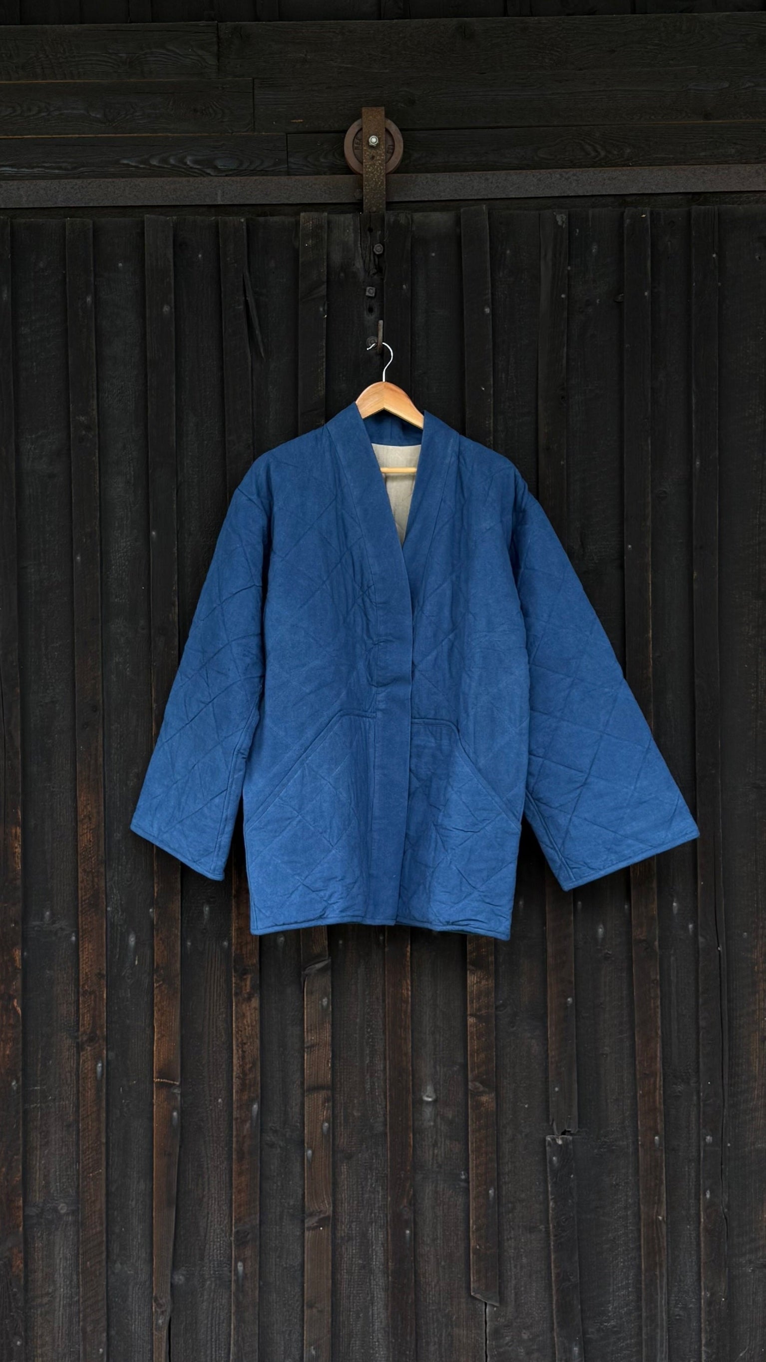 Botanically-Dyed Handmade Cotton Quilted Jacket | Indigo