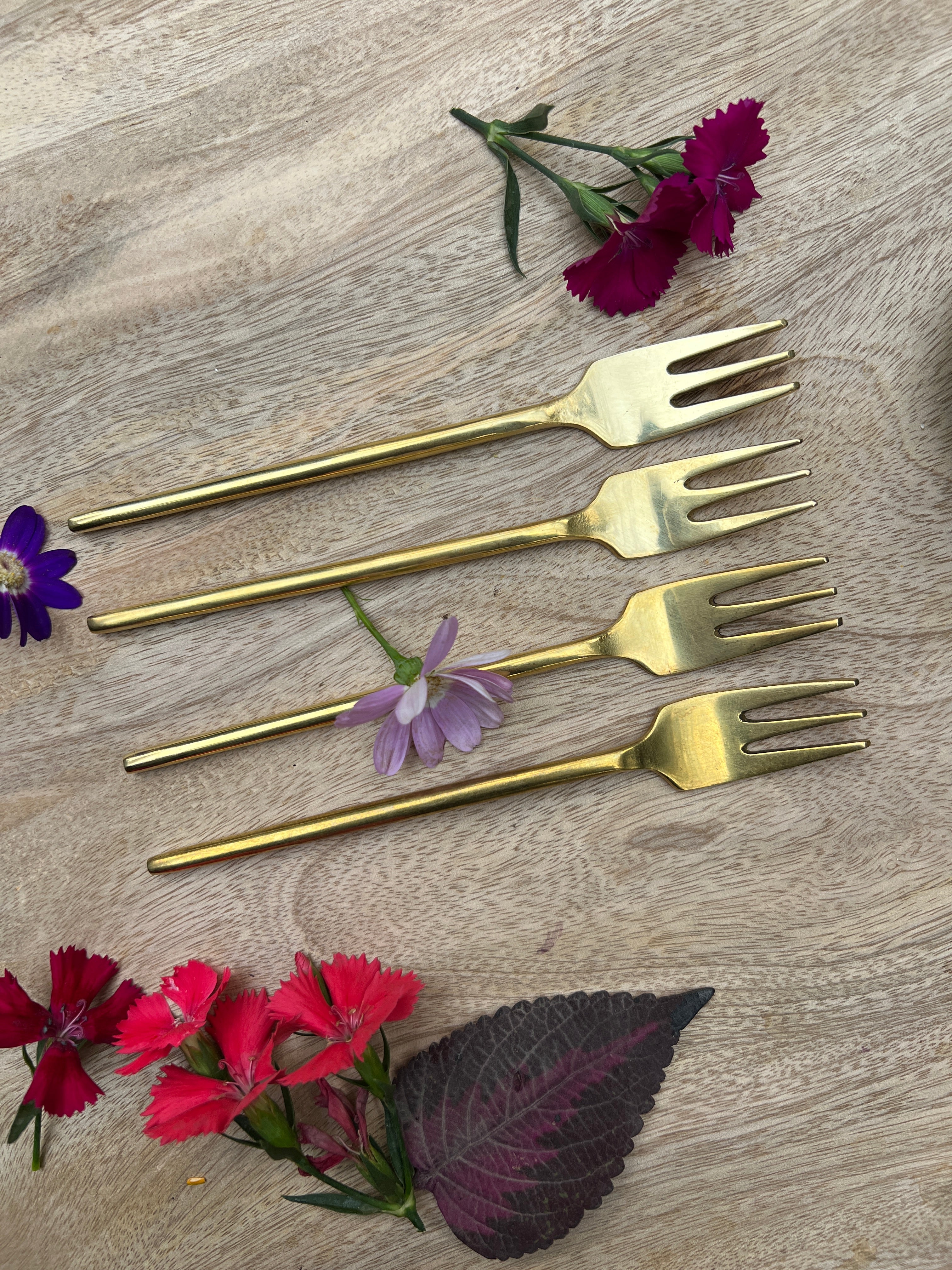 Brass Dessert Fork Set