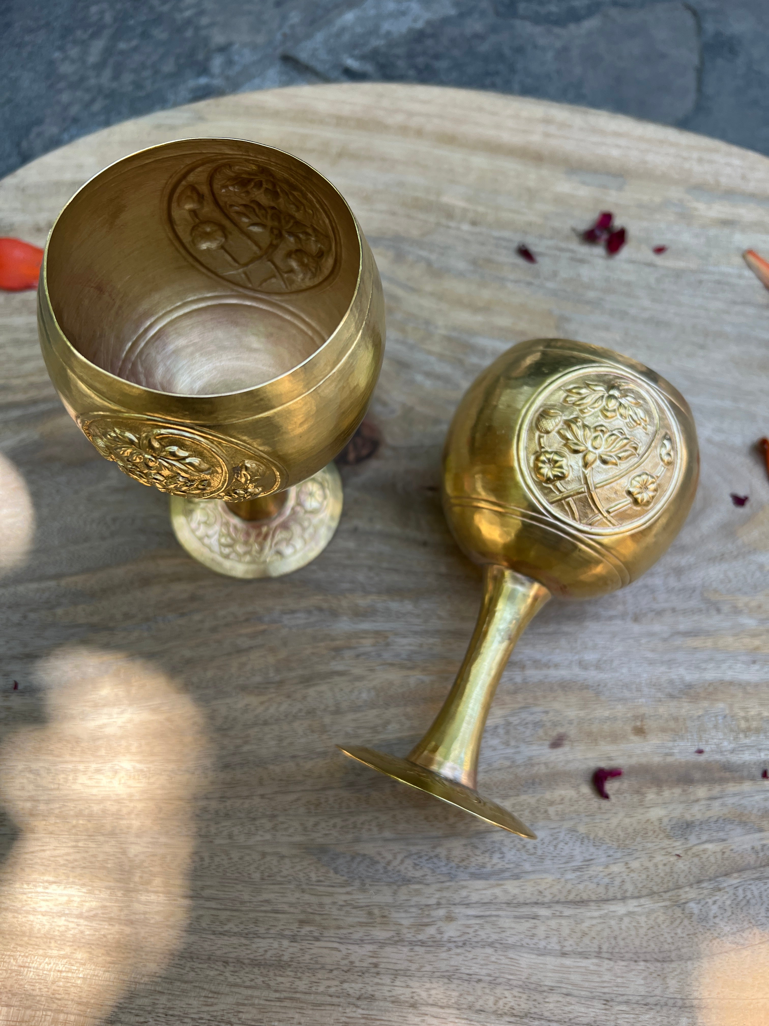 Brass Wine Glass Set | Stemmed