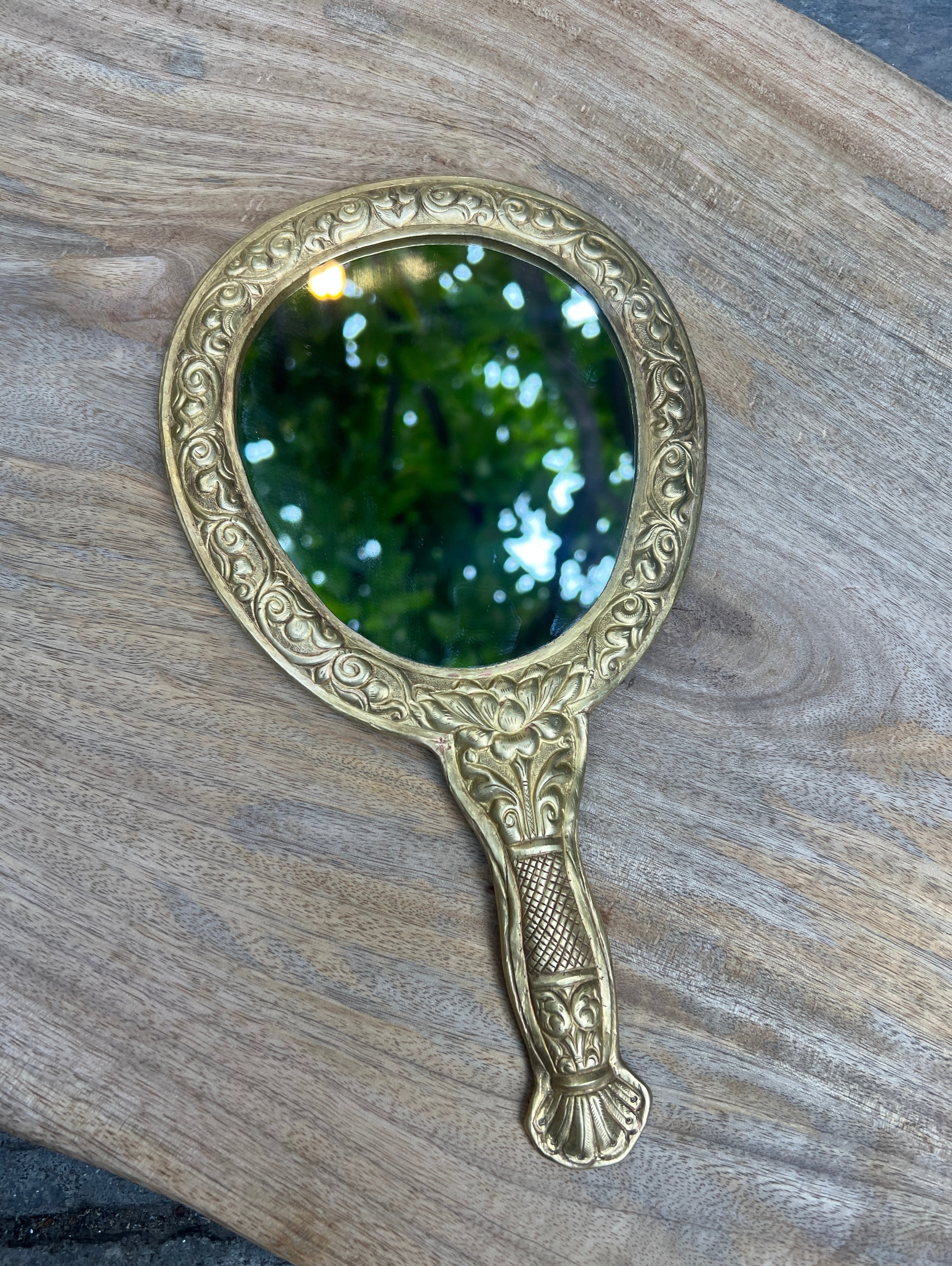 Brass Vintage Hand Mirror
