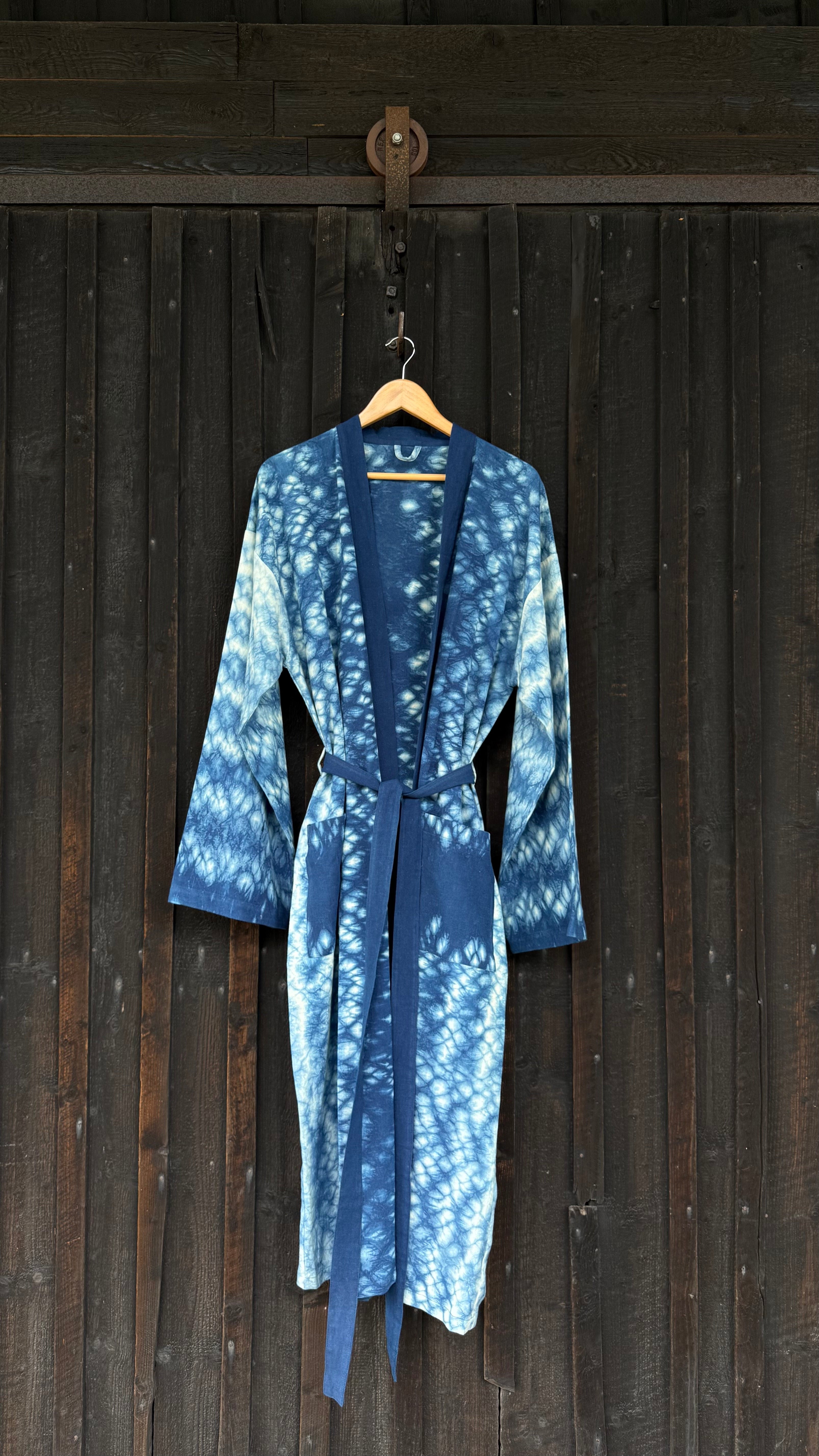 Botanically-Dyed Handmade Cotton Robe | Indigo