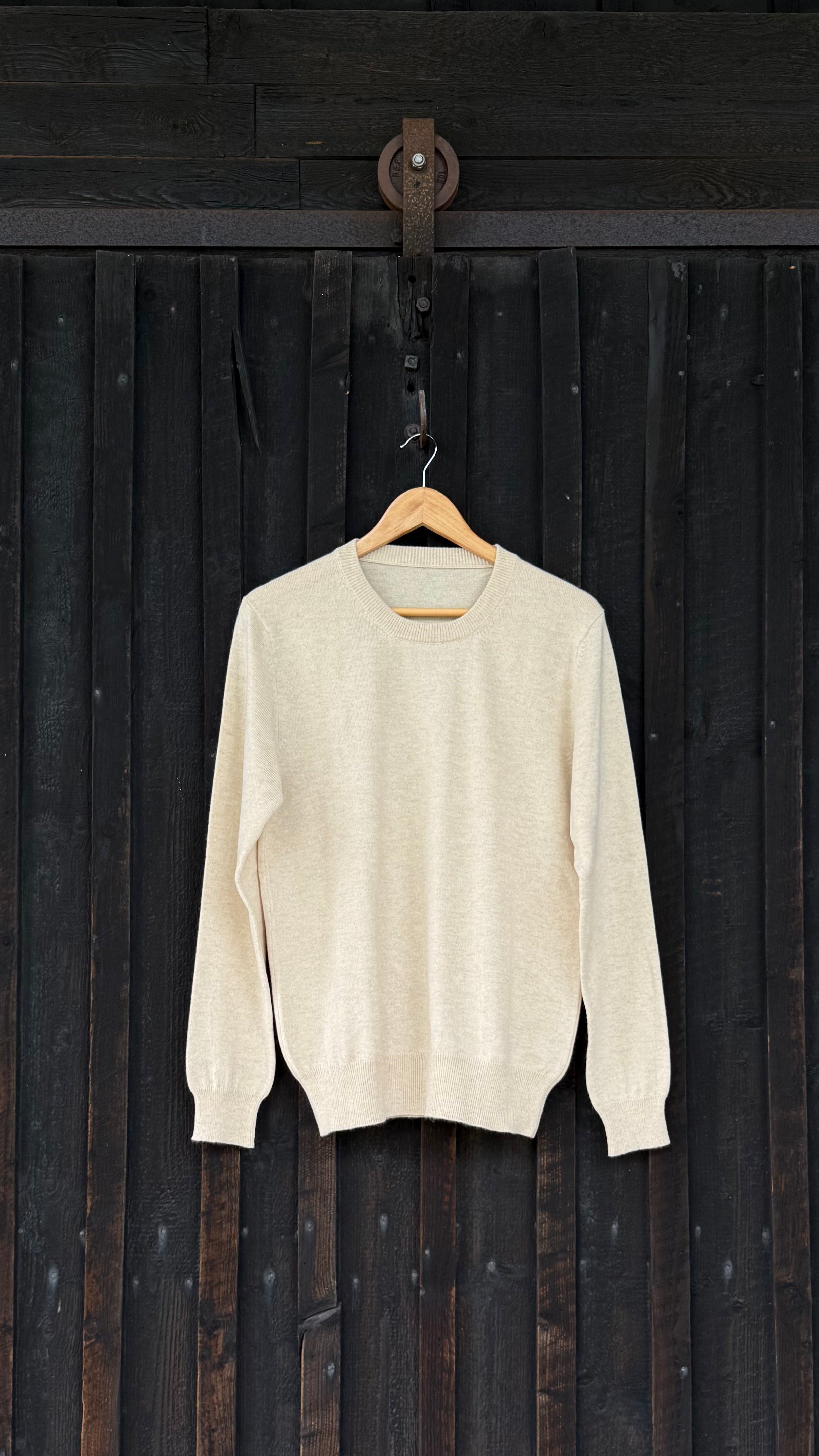 Handknit Cashmere Crewneck Sweater | Undyed