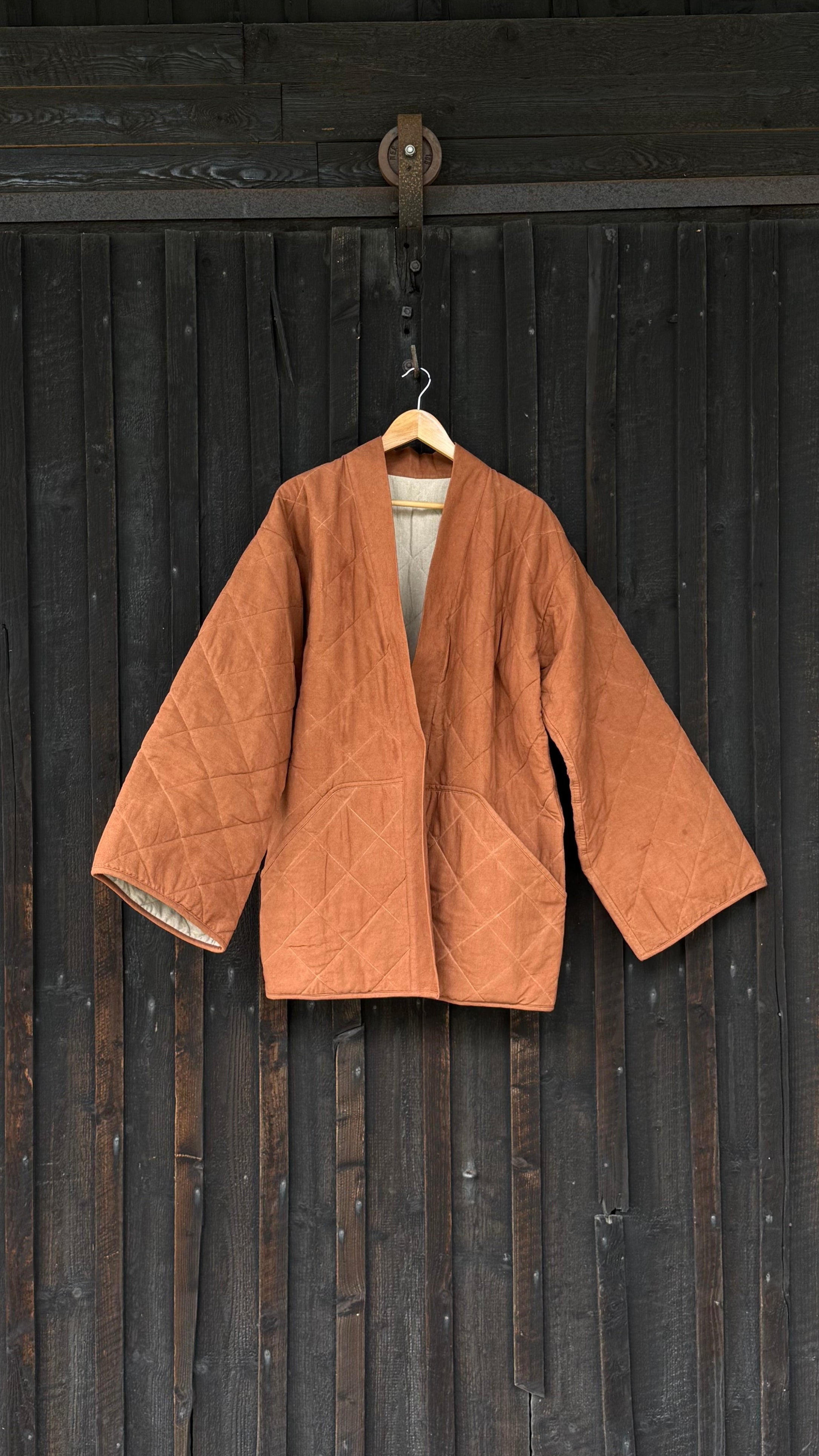 Botanically-Dyed Handmade Cotton Quilted Jacket | Catechu