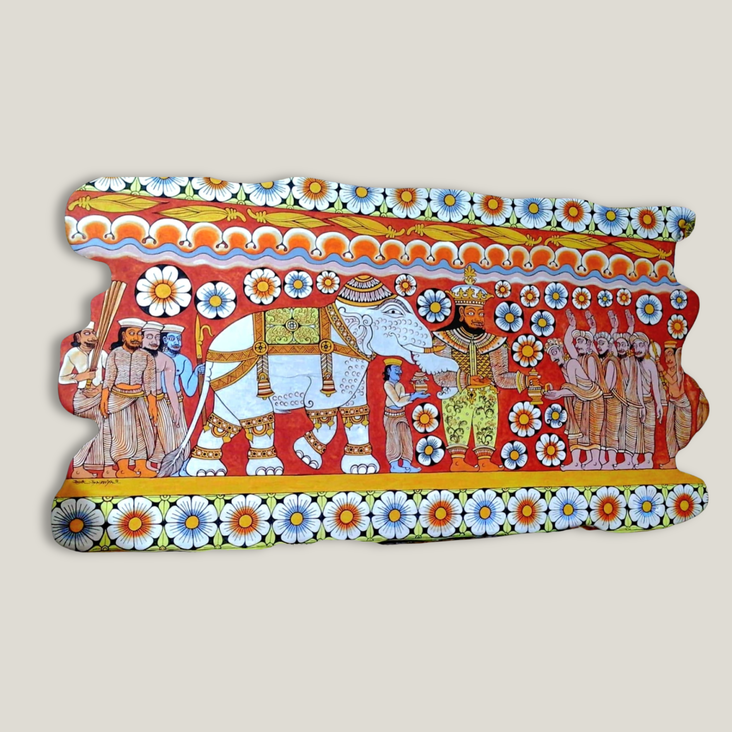 Teak Wood Acrylic Painting | Vessantara Jātaka