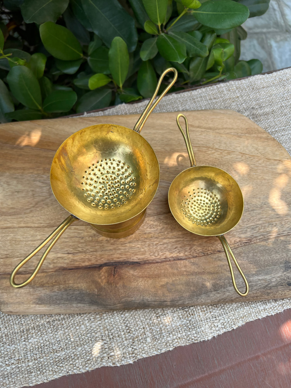 Brass Tea Strainer Set